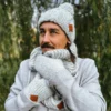 Męska czapka MERINO Euforia "Wybielony szary"