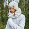 Męska czapka MERINO Euforia "Wybielony szary"