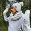 Męska czapka MERINO Euforia "Wybielony szary"