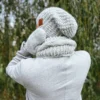 Męski szal MERINO "Wybielony szary szalik"