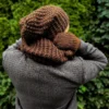 Męska czapka MERINO Neverland "Brąz" + podszewka JEDWAB
