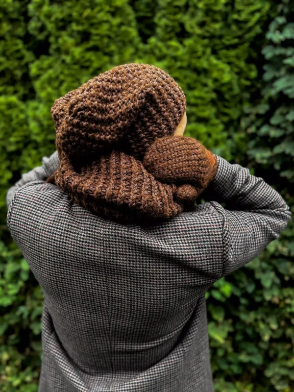 Męska czapka MERINO Neverland "Brąz" + podszewka JEDWAB