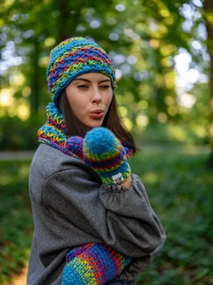 Czapka MERINO 50% ,,Tęcza błękit" HOPE Czapka MERINO 50% ,,Tęcza błękit" HOPE