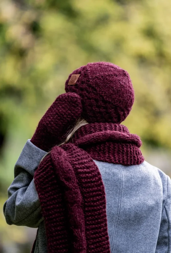 Czapka MERINO Hope "Bordo" + podszewka JEDWAB