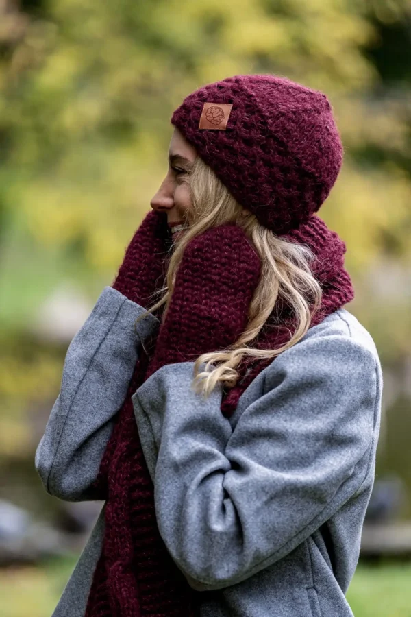 Czapka MERINO Hope "Bordo" + podszewka JEDWAB