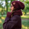 Czapka MERINO Neverland "Bordo" + podszewka JEDWAB