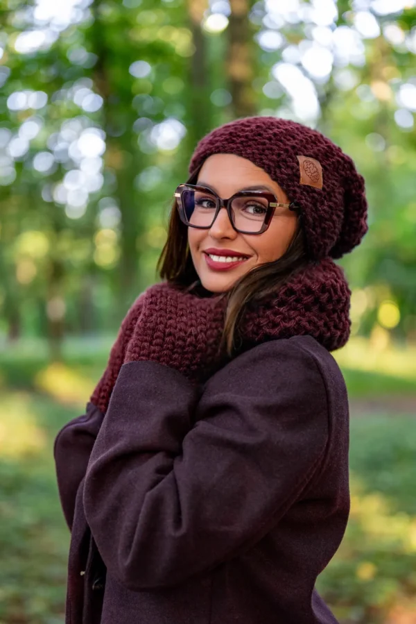 Czapka MERINO Neverland "Bordo" + podszewka JEDWAB