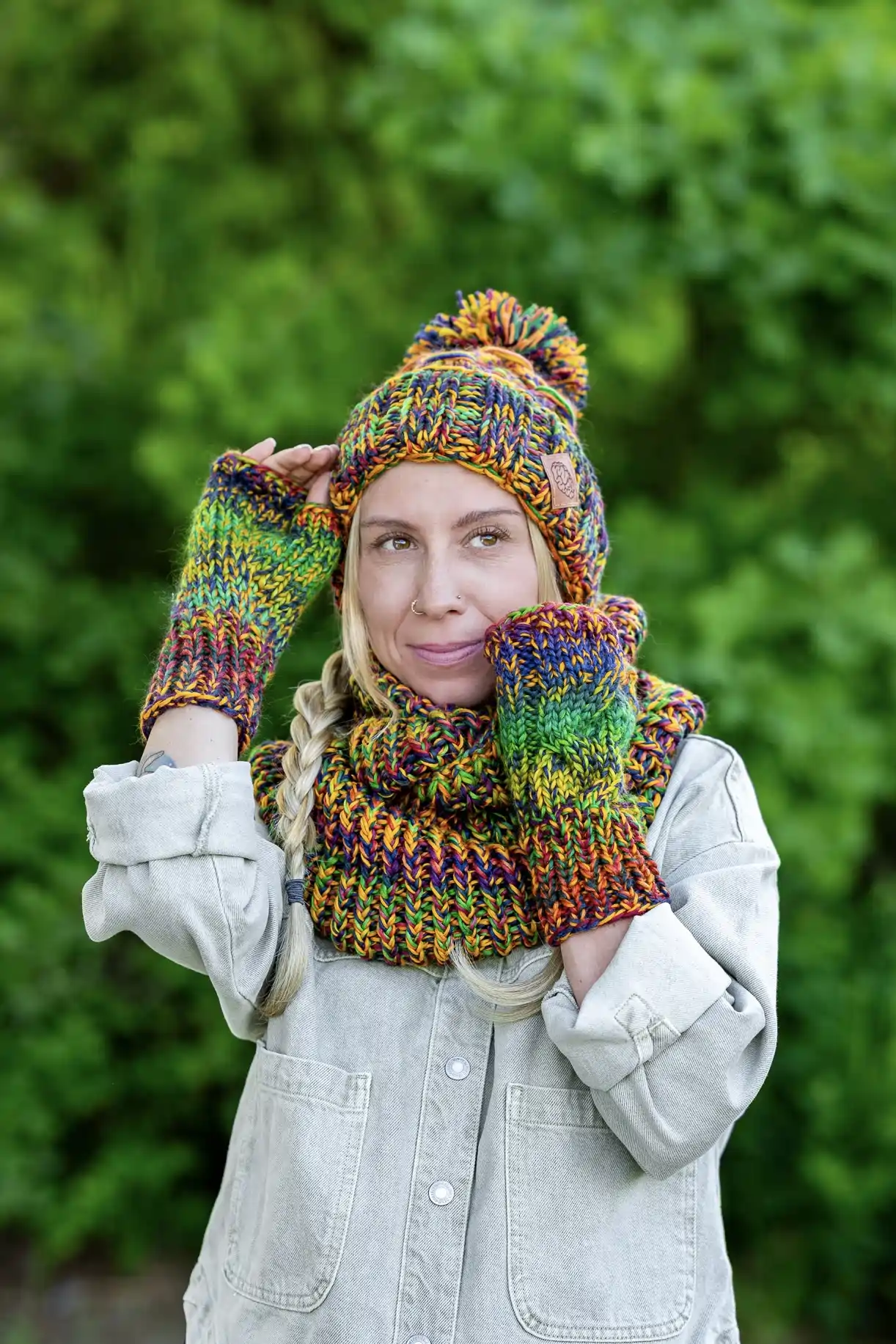 Czapka MERINO 100% Euforia "Kolory" 78 czapka i komin merino