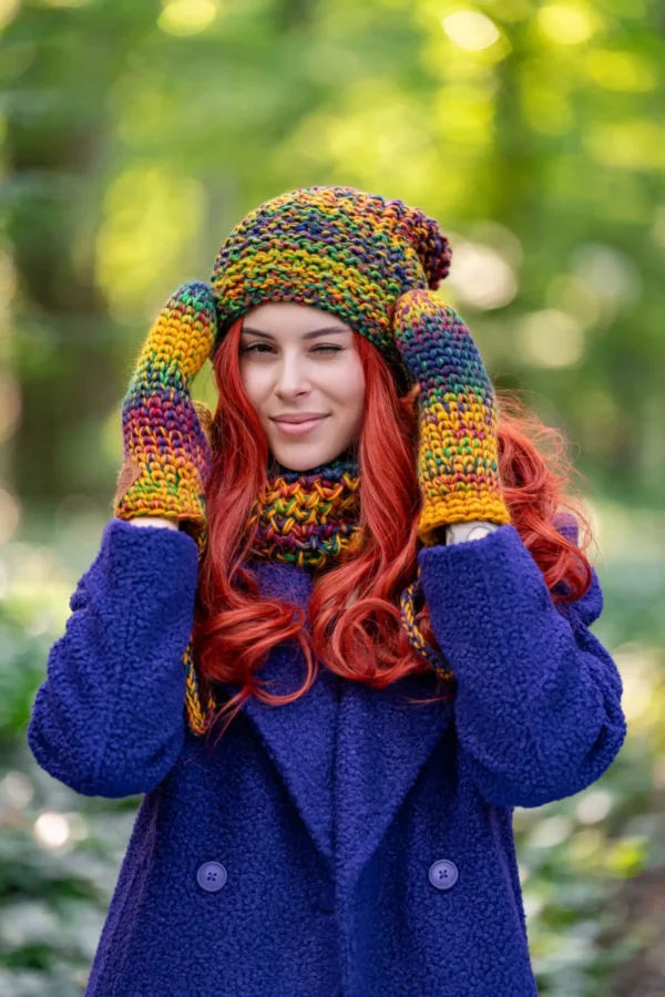 Czapka MERINO Neverland "Kolory" + podszewka BAWEŁNA