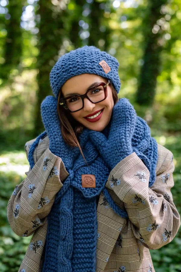 Czapka MERINO Neverland "Ciemny niebieski" + podszewka JEDWAB