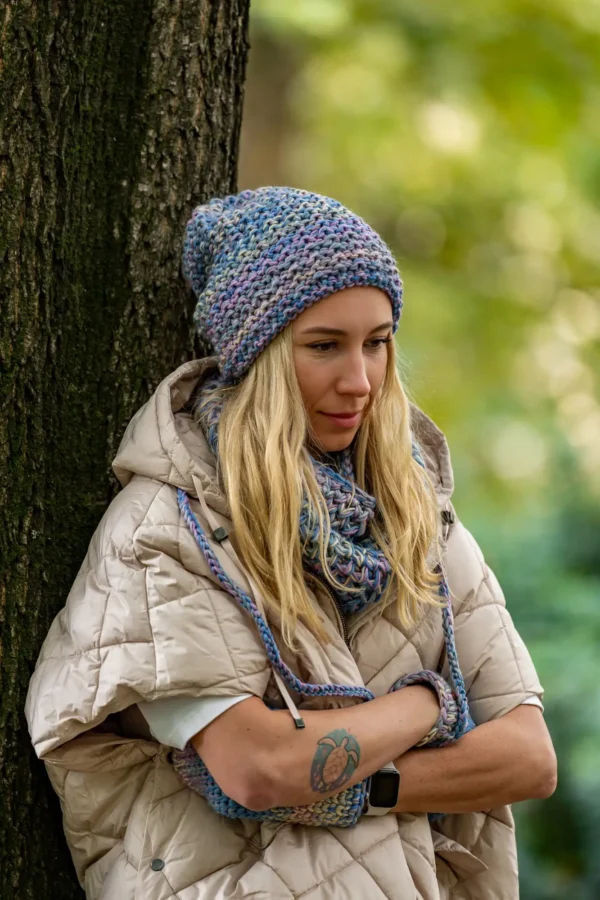 Czapka MERINO Neverland "Pastele" + podszewka BAWEŁNA