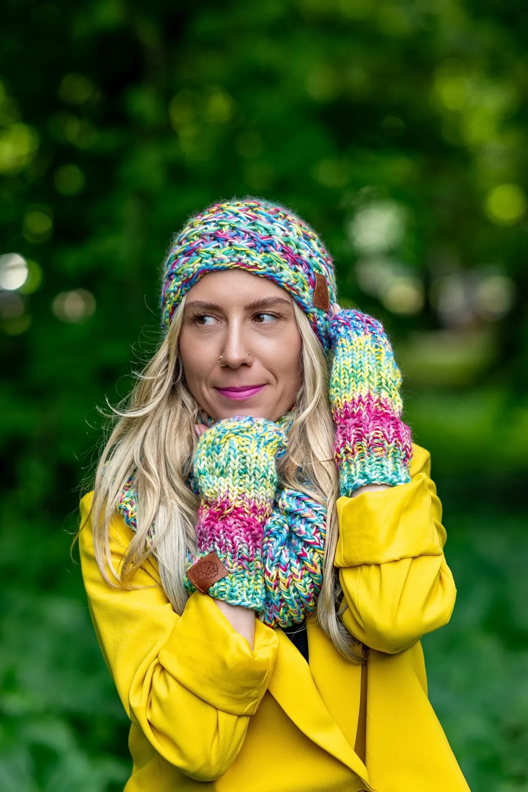 Czapka MERINO 100% Hope "Cukierki" + podszewka BAWEŁNA 67 czapka merino z podszewką