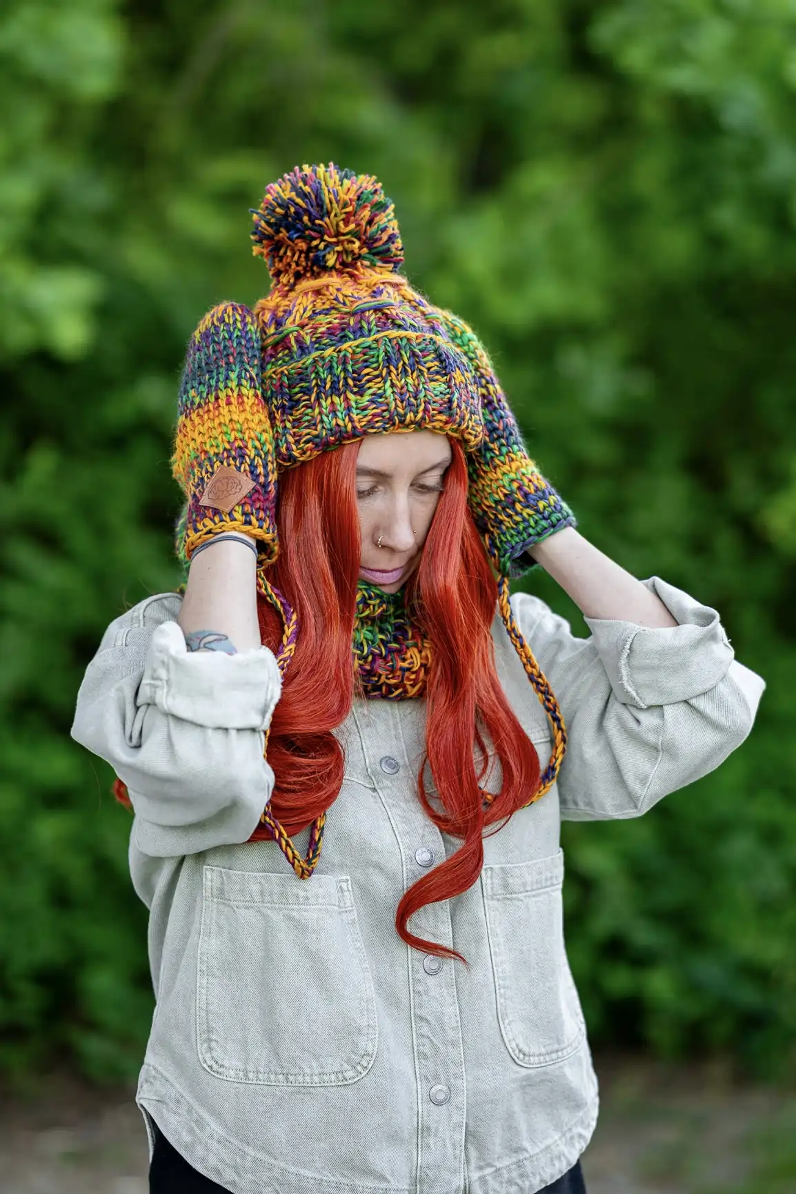 Czapka MERINO 100% Euforia "Kolory" 65 czapka merino z pomponem