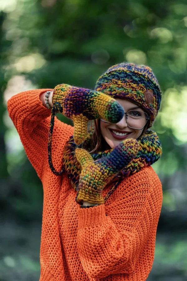 Czapka MERINO Hope  "Kolory" + podszewka BAWEŁNA