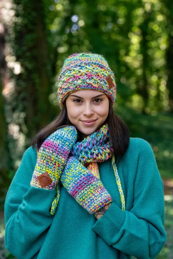 Czapka MERINO Hope "Cukierki" + podszewka BAWEŁNA