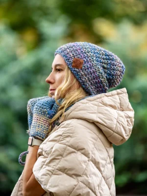 Czapka MERINO Neverland "Pastele" + podszewka BAWEŁNA