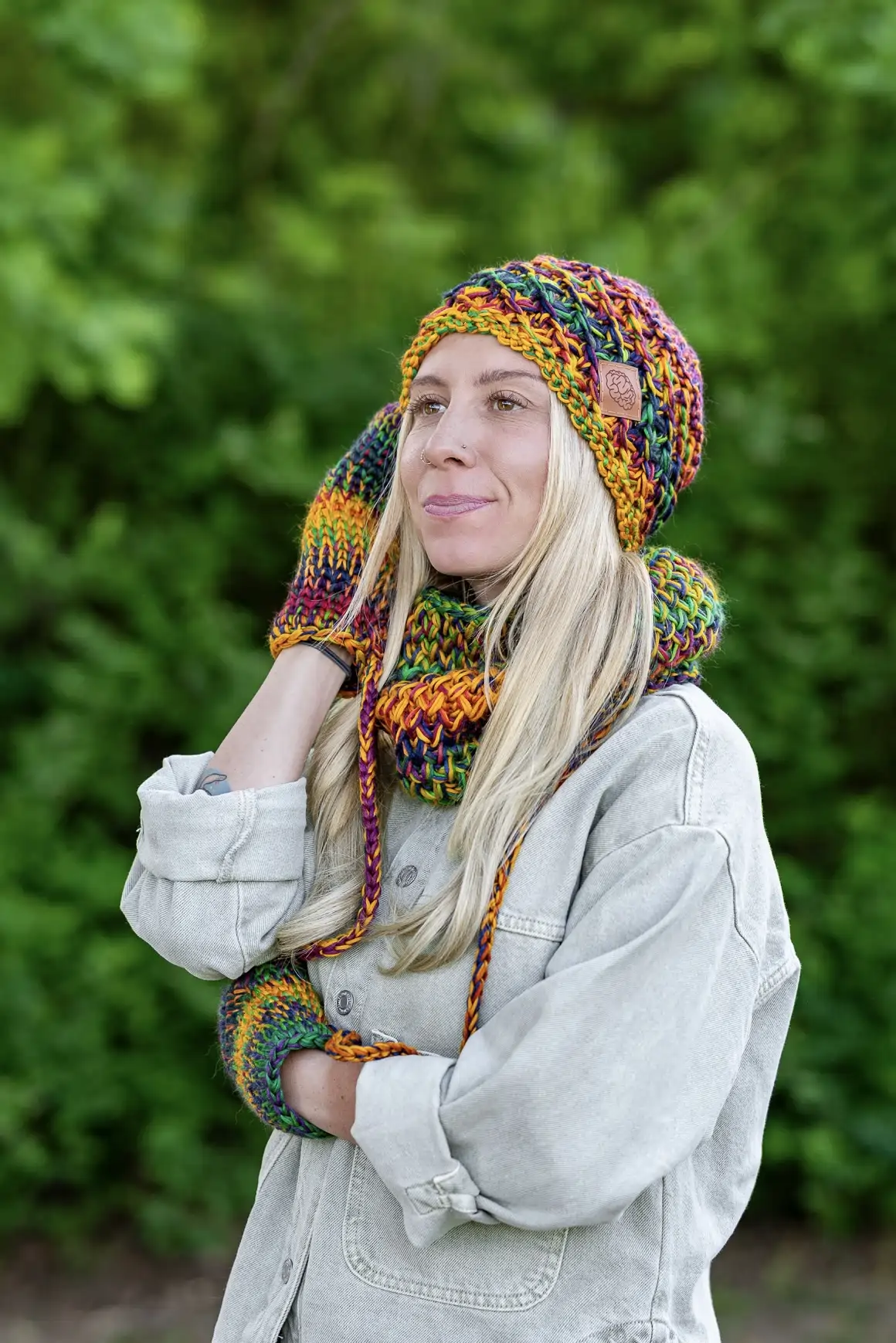Czapka MERINO 100% Hope "Kolory" + podszewka BAWEŁNA 40 czapka z podszytym wnętrzem