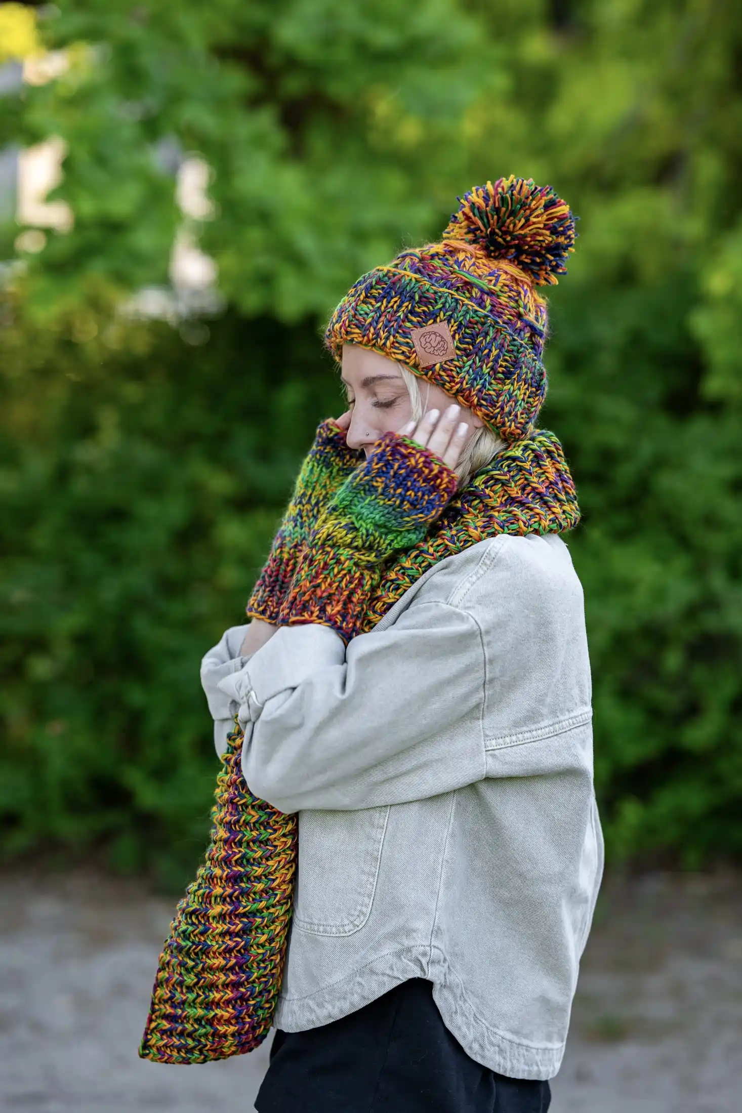 Czapka MERINO 100% Euforia "Kolory" 71 czapka z włóczki merino