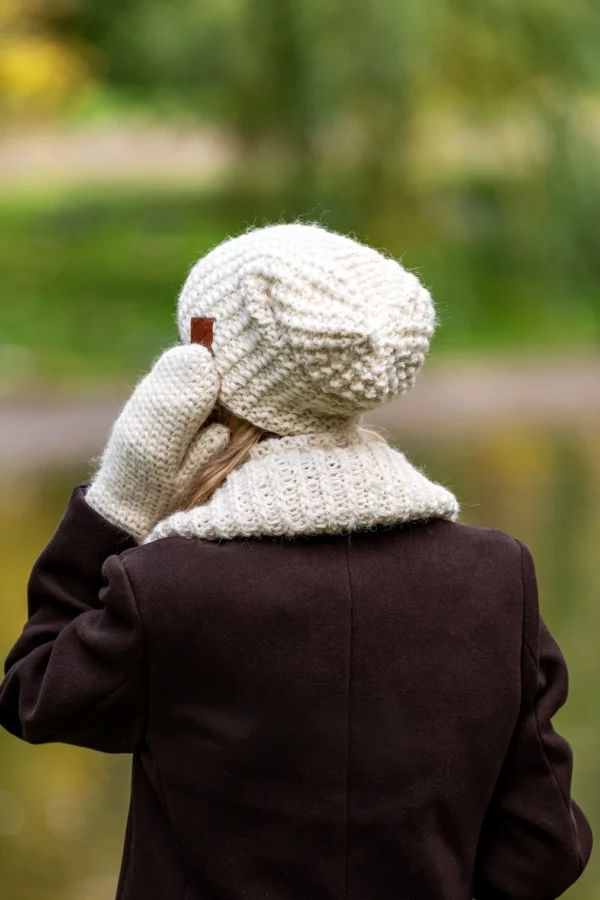 Czapka MERINO Neverland "Ecru" + podszewka JEDWAB