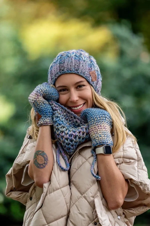 Czapka MERINO Smile "Pastele" + podszewka BAWEŁNA