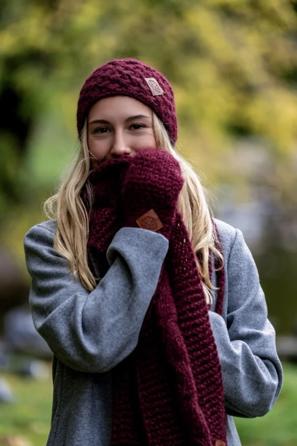 Czapka MERINO Hope "Bordo" + podszewka JEDWAB