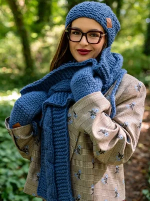 Szal MERINO "Ciemny niebieski"