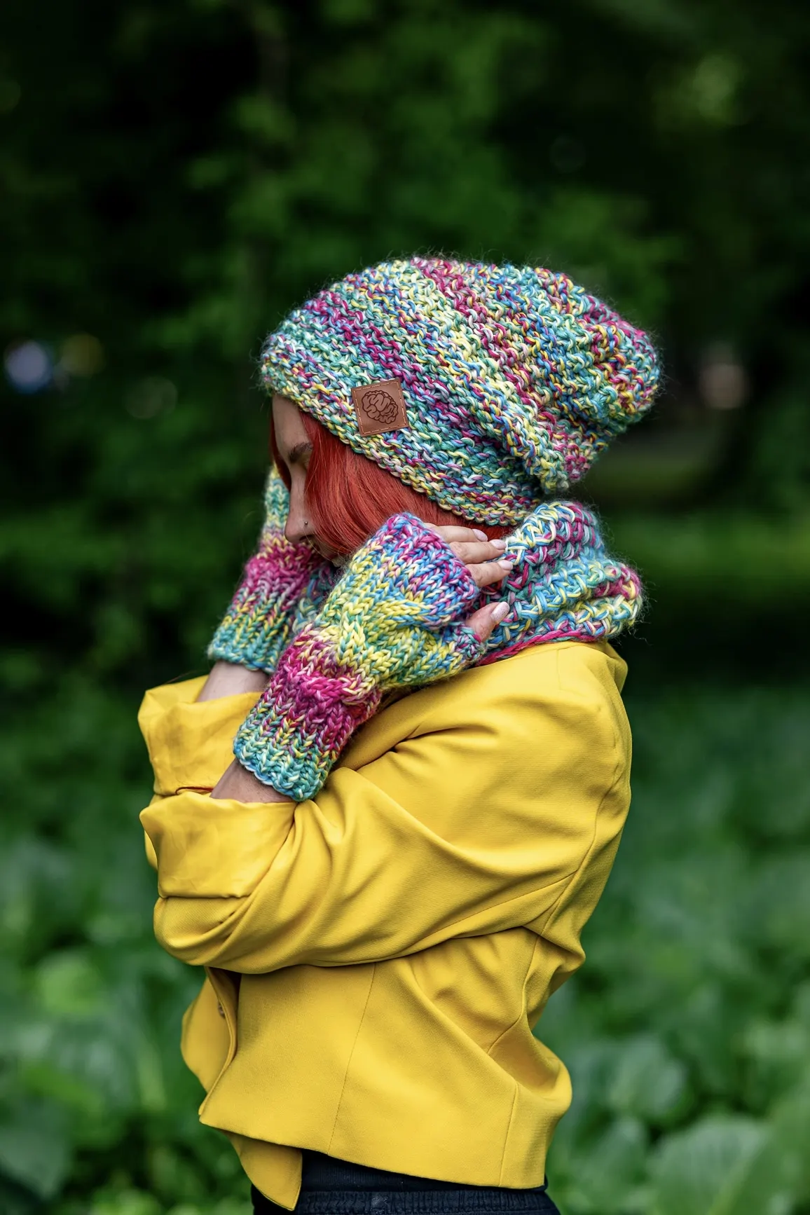 Czapka MERINO Neverland "Cukierki" + podszewka BAWEŁNA 13 damska czapka merino
