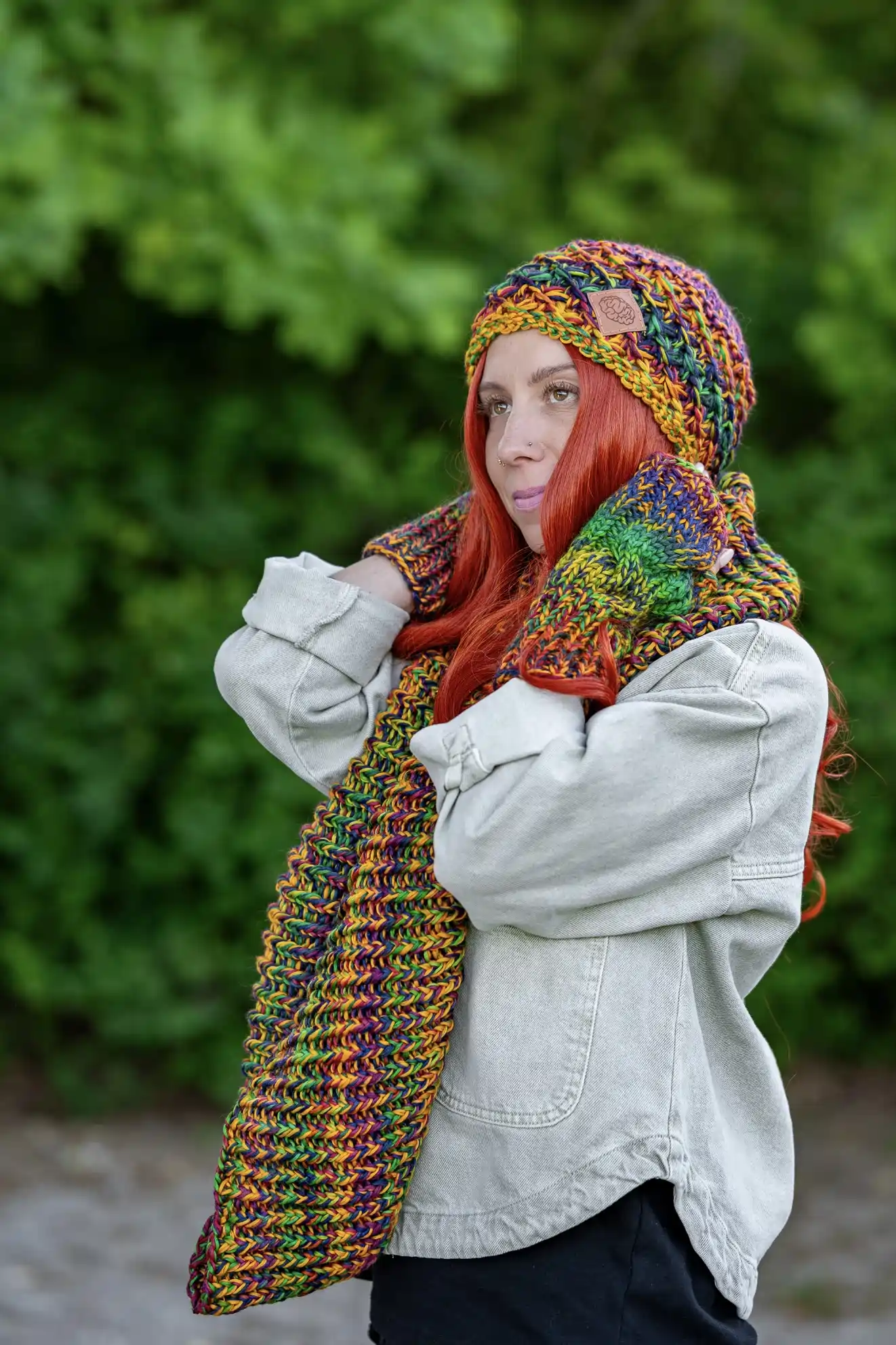 Czapka MERINO 100% Hope "Kolory" + podszewka BAWEŁNA 42 damska czapka premium