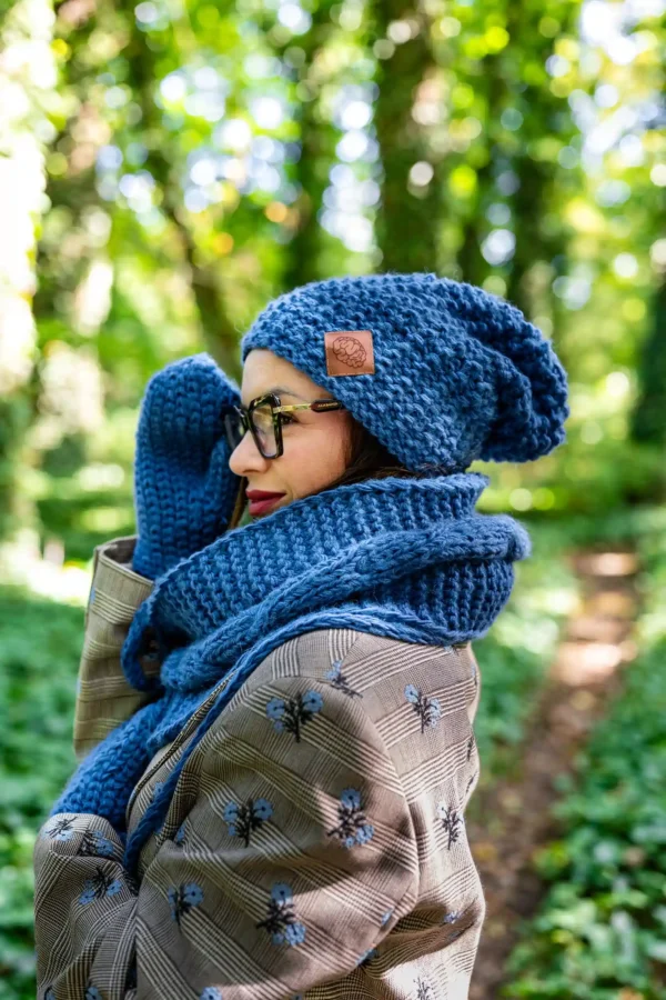 Czapka MERINO Neverland "Ciemny niebieski" + podszewka JEDWAB