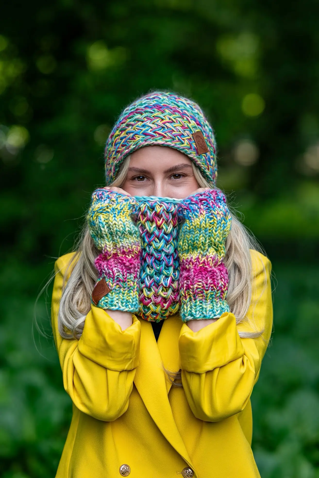 Mały komin MERINO 100% "Cukierki" 46 damski mały komin merino