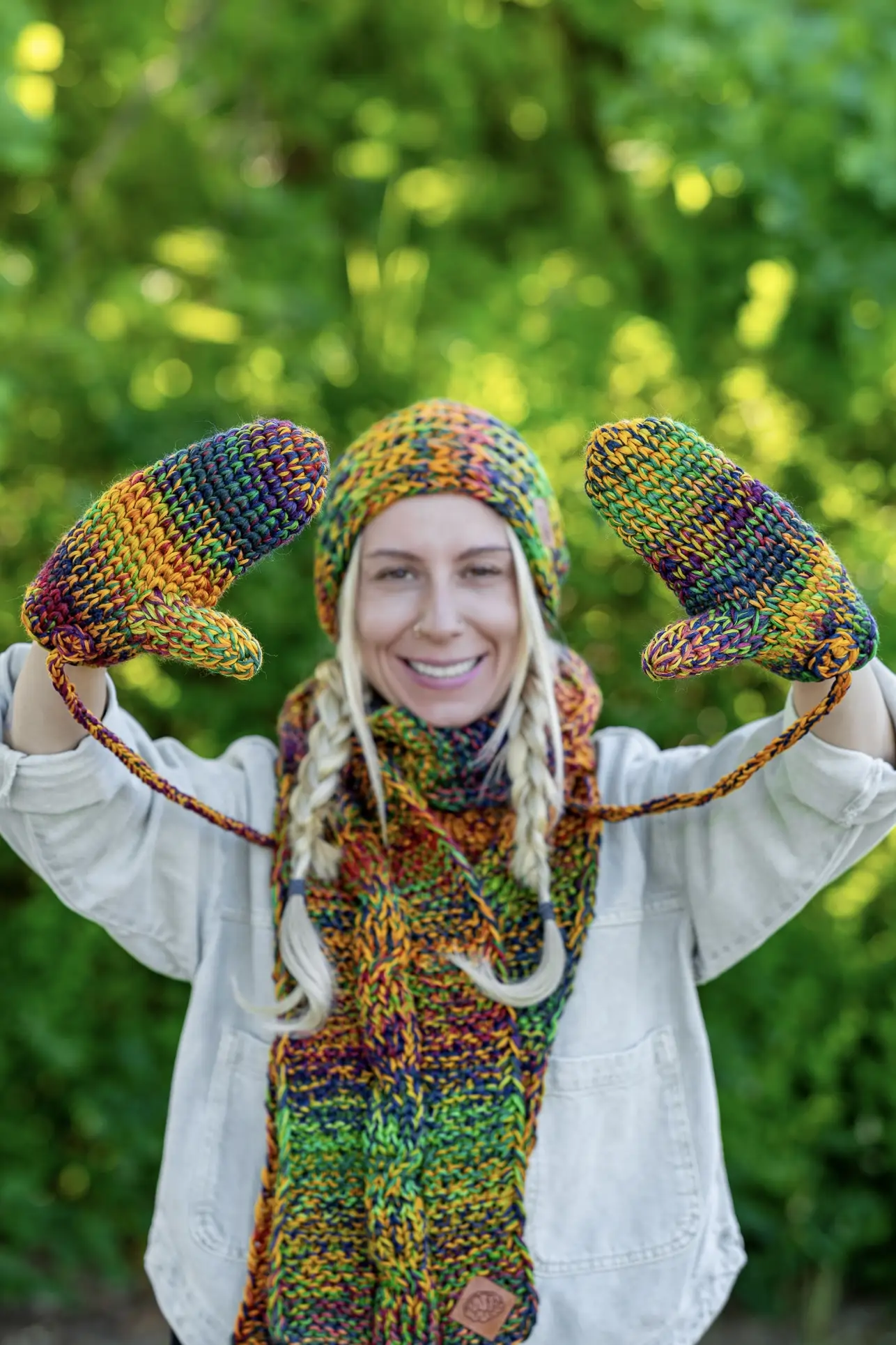 Rękawiczki MERINO 100% "Kolory" 50 dziergane rękawiczki merino