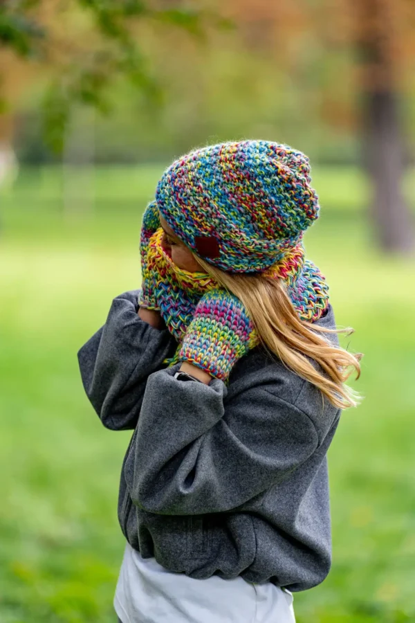 Czapka MERINO Neverland "Cukierki" + podszewka BAWEŁNA