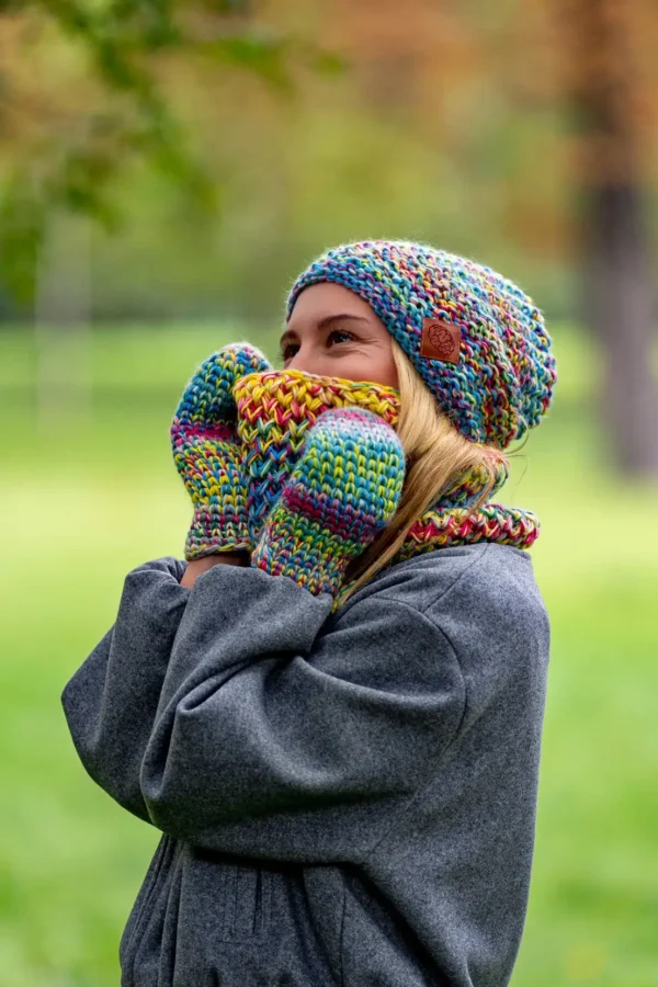 Czapka MERINO Neverland "Cukierki" + podszewka BAWEŁNA