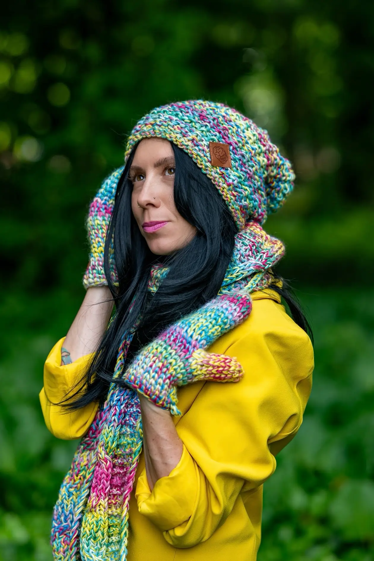 Czapka MERINO Neverland "Cukierki" + podszewka BAWEŁNA 14 kolorowa czapka merino