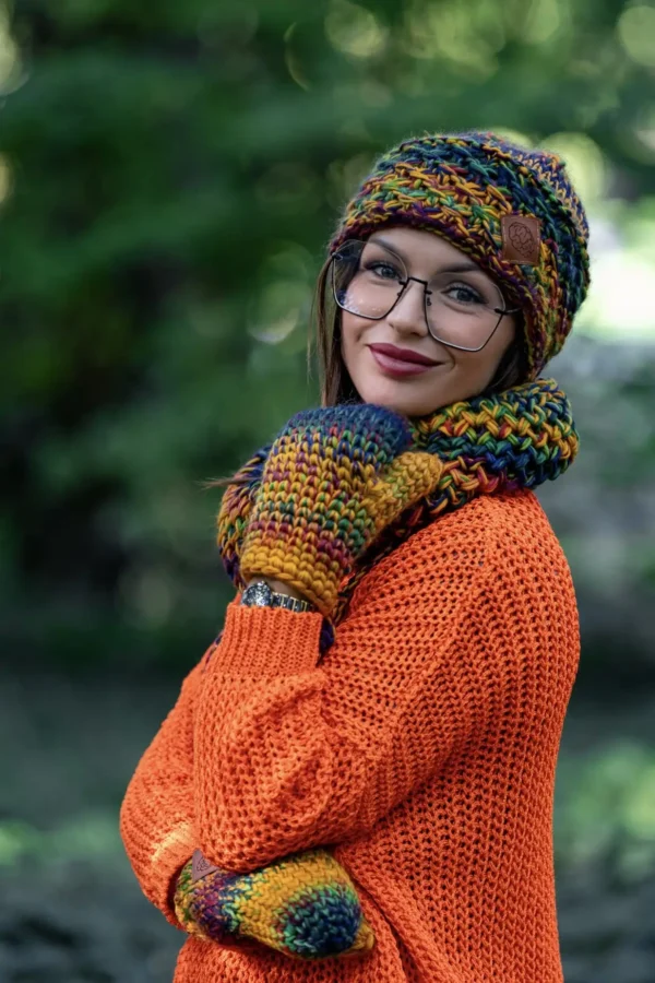 Czapka MERINO Hope  "Kolory" + podszewka BAWEŁNA