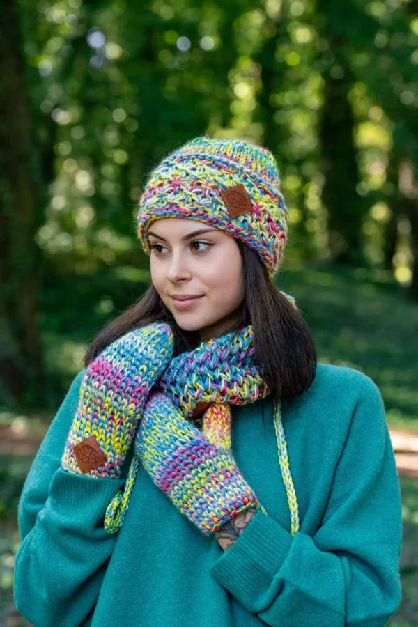 Czapka MERINO Hope "Cukierki" + podszewka BAWEŁNA