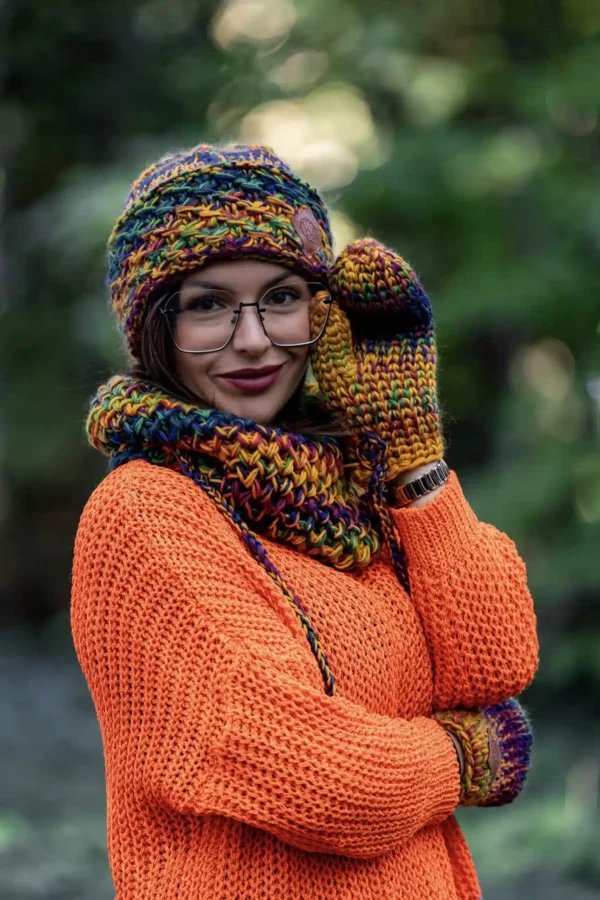 Czapka MERINO Hope  "Kolory" + podszewka BAWEŁNA