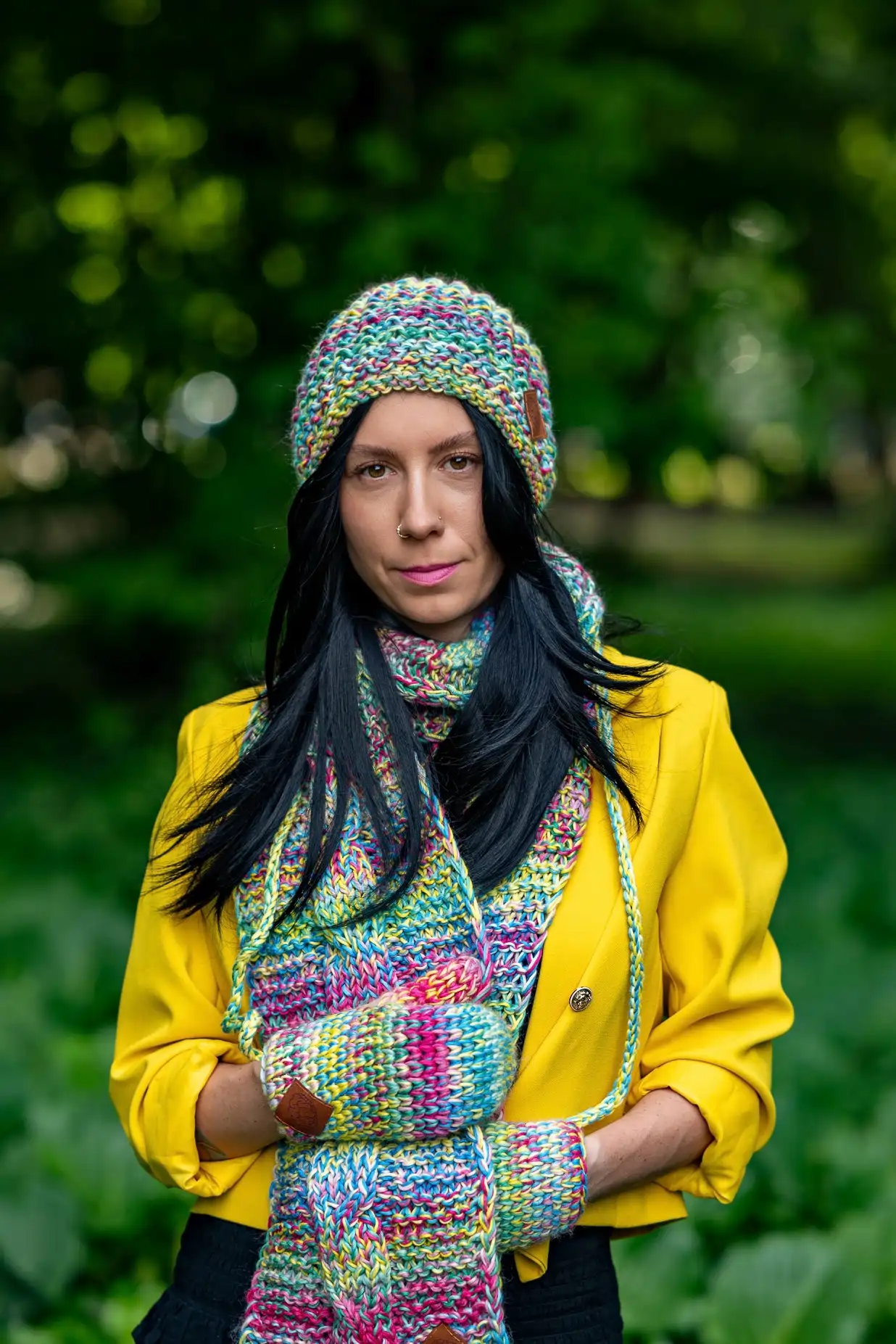 Czapka MERINO Neverland "Cukierki" + podszewka BAWEŁNA 16 kolorowy komplet merino