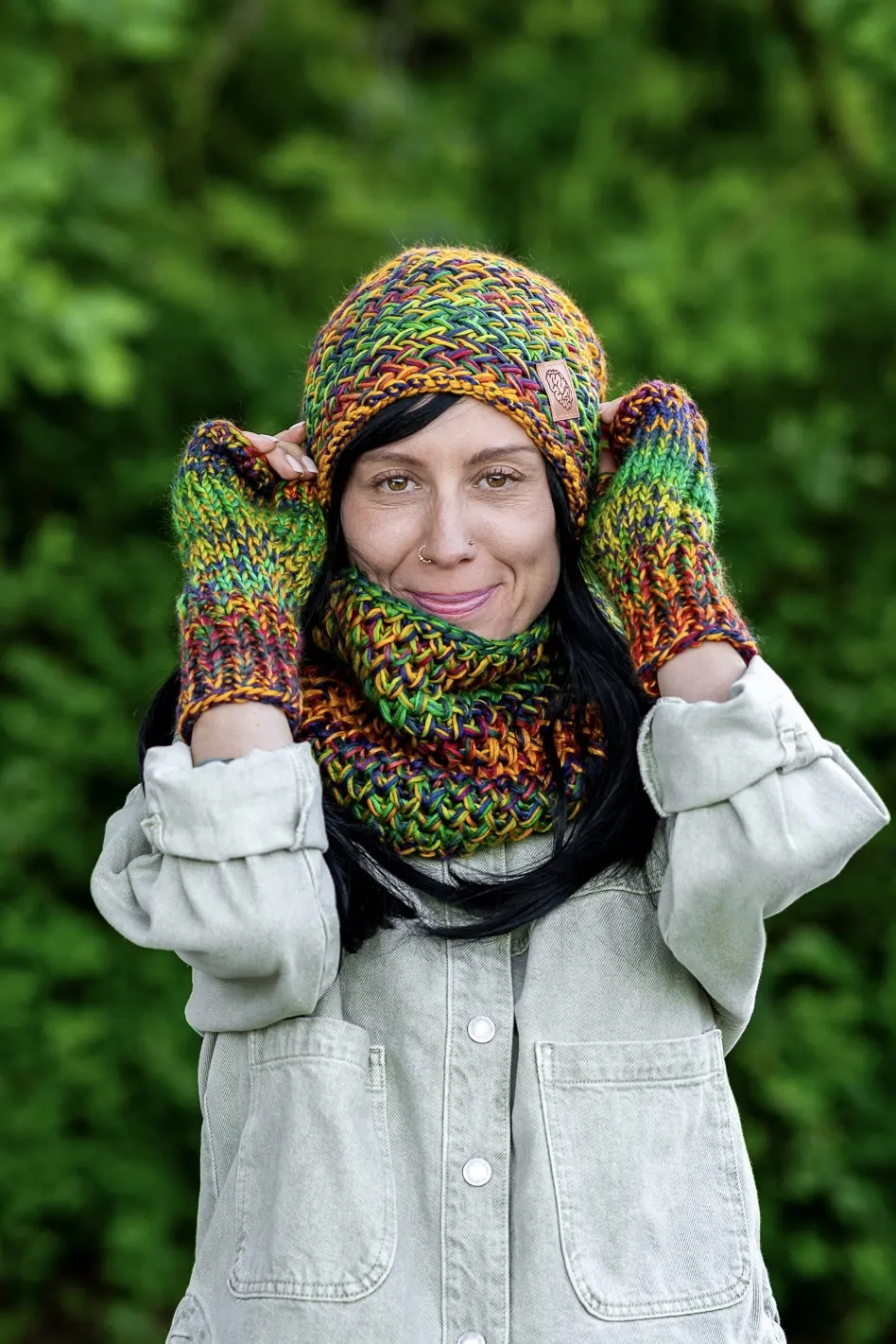 Mały komin MERINO 100% "Kolory" 62 komin blisko szyi handmade