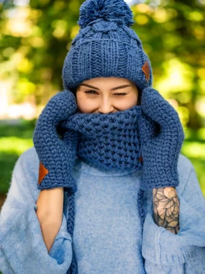 Mały komin MERINO  "Ciemny niebieski"