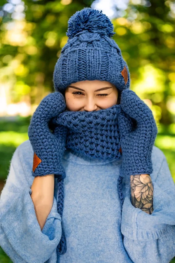 Mały komin MERINO  "Ciemny niebieski"