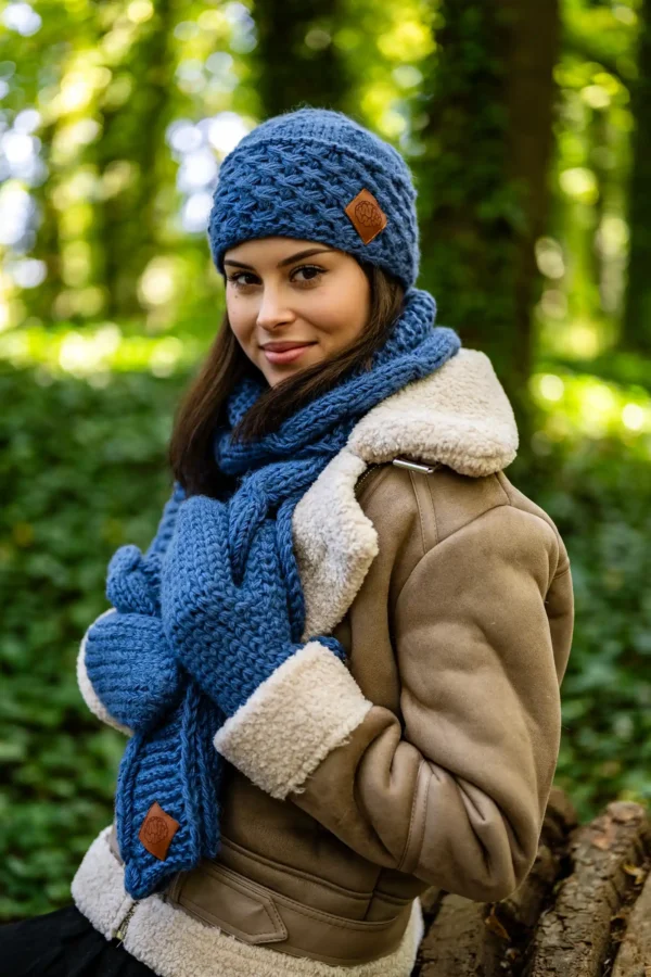 Szal MERINO "Ciemny niebieski"