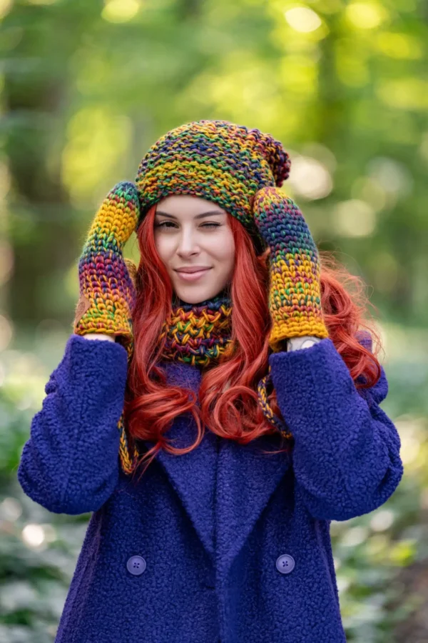 Czapka MERINO Neverland "Kolory" + podszewka BAWEŁNA