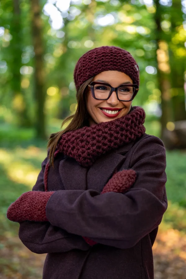 Czapka MERINO Neverland "Bordo" + podszewka JEDWAB