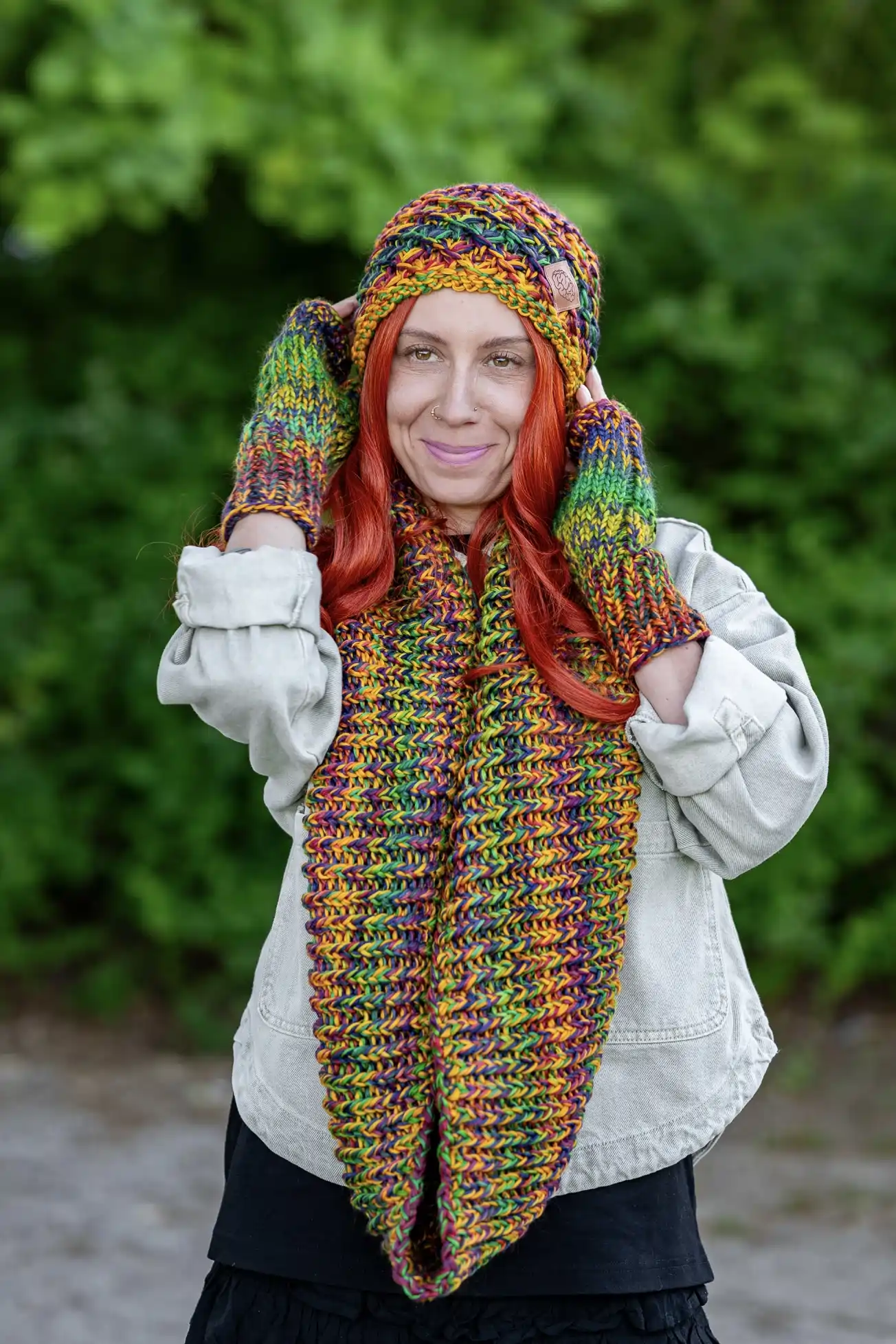 Czapka MERINO 100% Hope "Kolory" + podszewka BAWEŁNA 46 luksusowa czapka z merino