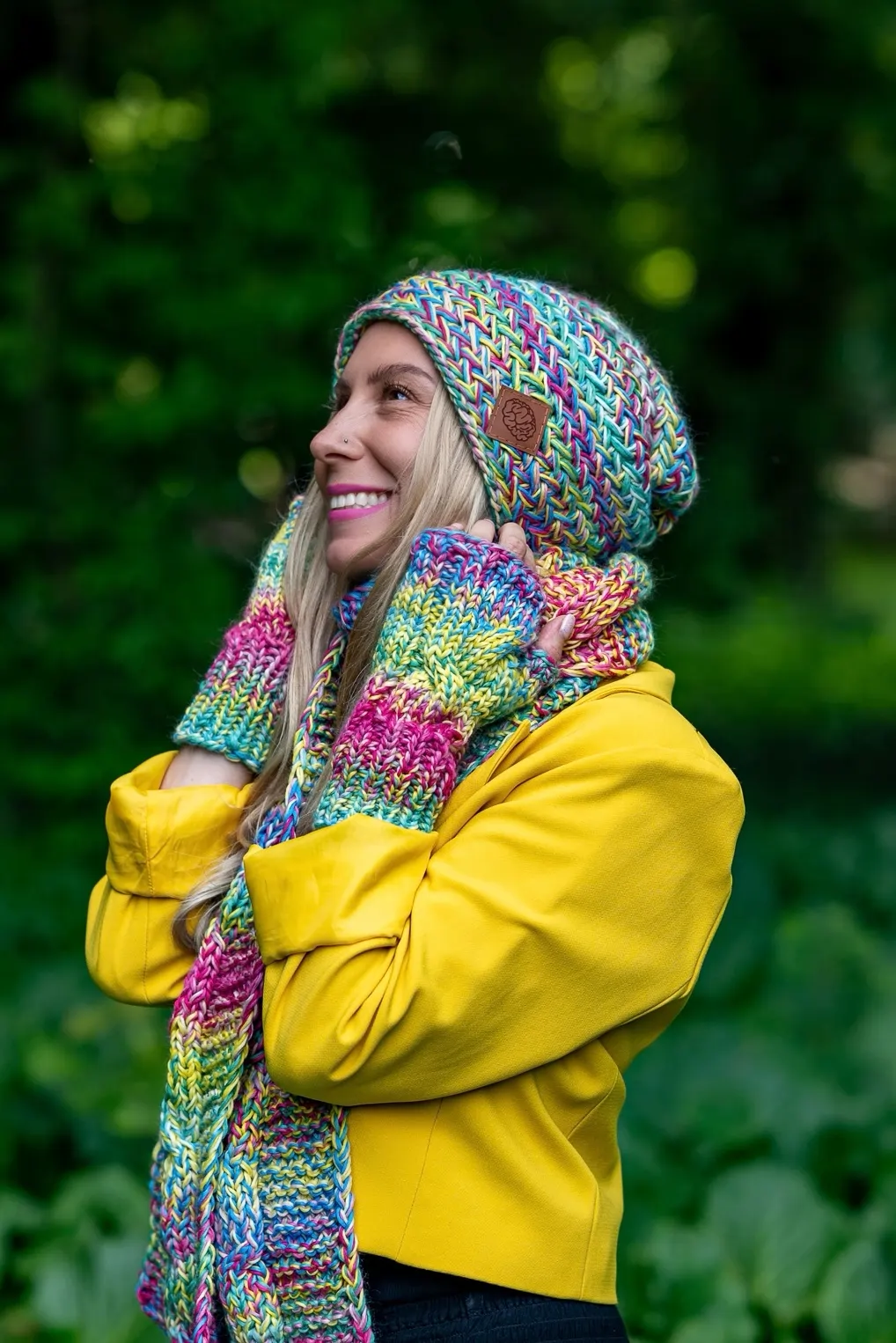 Czapka MERINO 100% Explorer "Cukierki" 82 luźna czapka merino