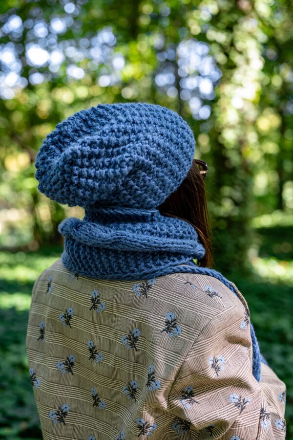 Czapka MERINO Neverland "Ciemny niebieski" + podszewka JEDWAB