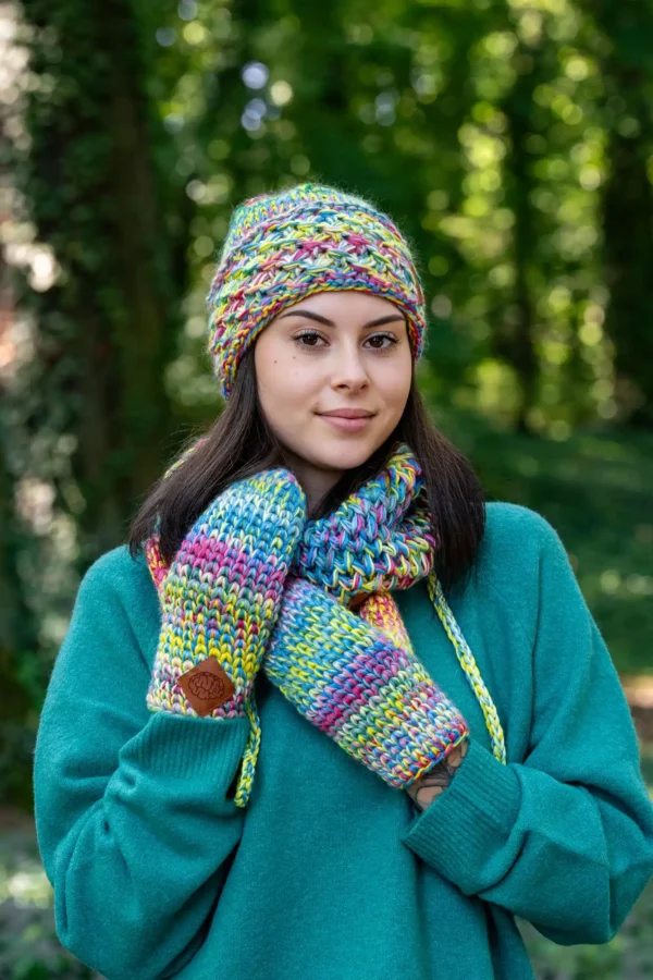 Czapka MERINO Hope "Cukierki" + podszewka BAWEŁNA