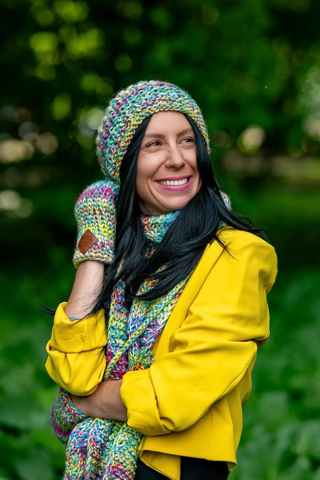 Czapka MERINO Neverland "Cukierki" + podszewka BAWEŁNA 22 merino czapka damska