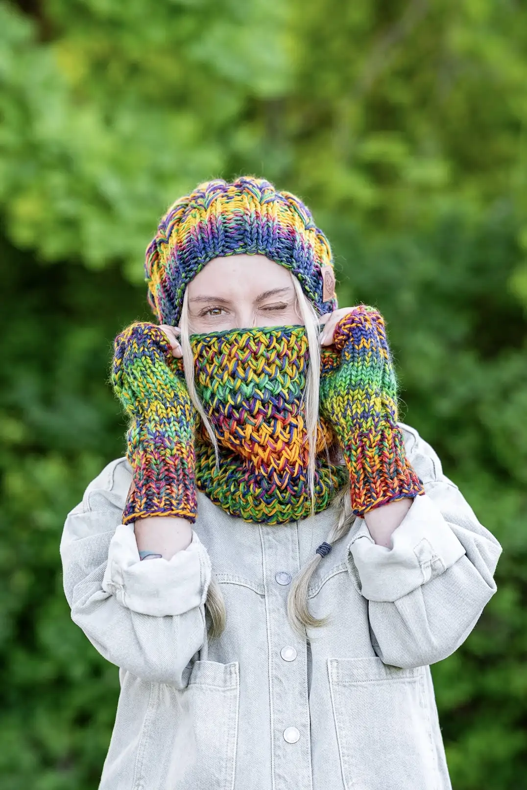 Mały komin MERINO 100% "Kolory" 59 modny komin merino damski